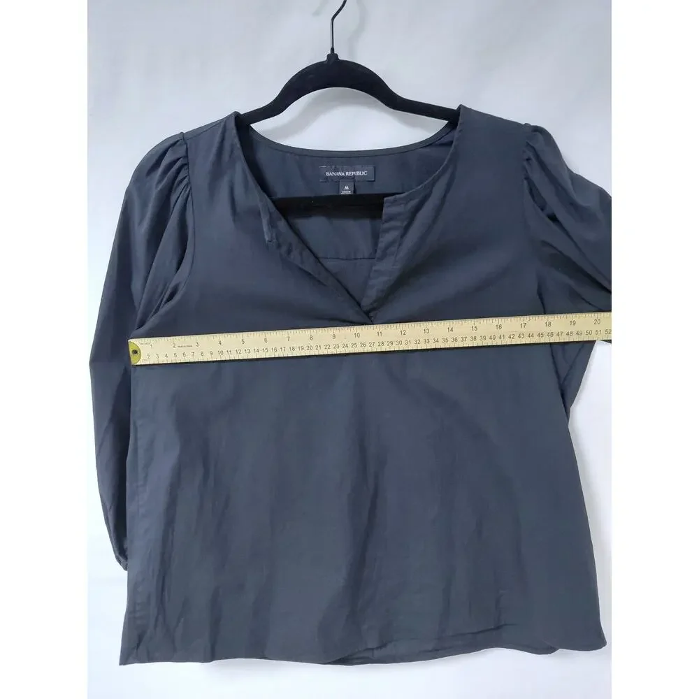 Banana Republic Cotton Blend Gray Stretch Top Women Size M